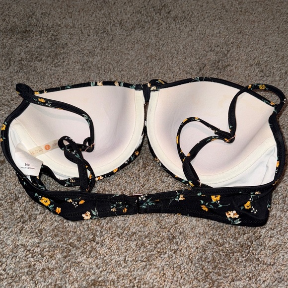 Shade & Shore Black and Yellow Floral Bikini Top - Picture 2 of 3